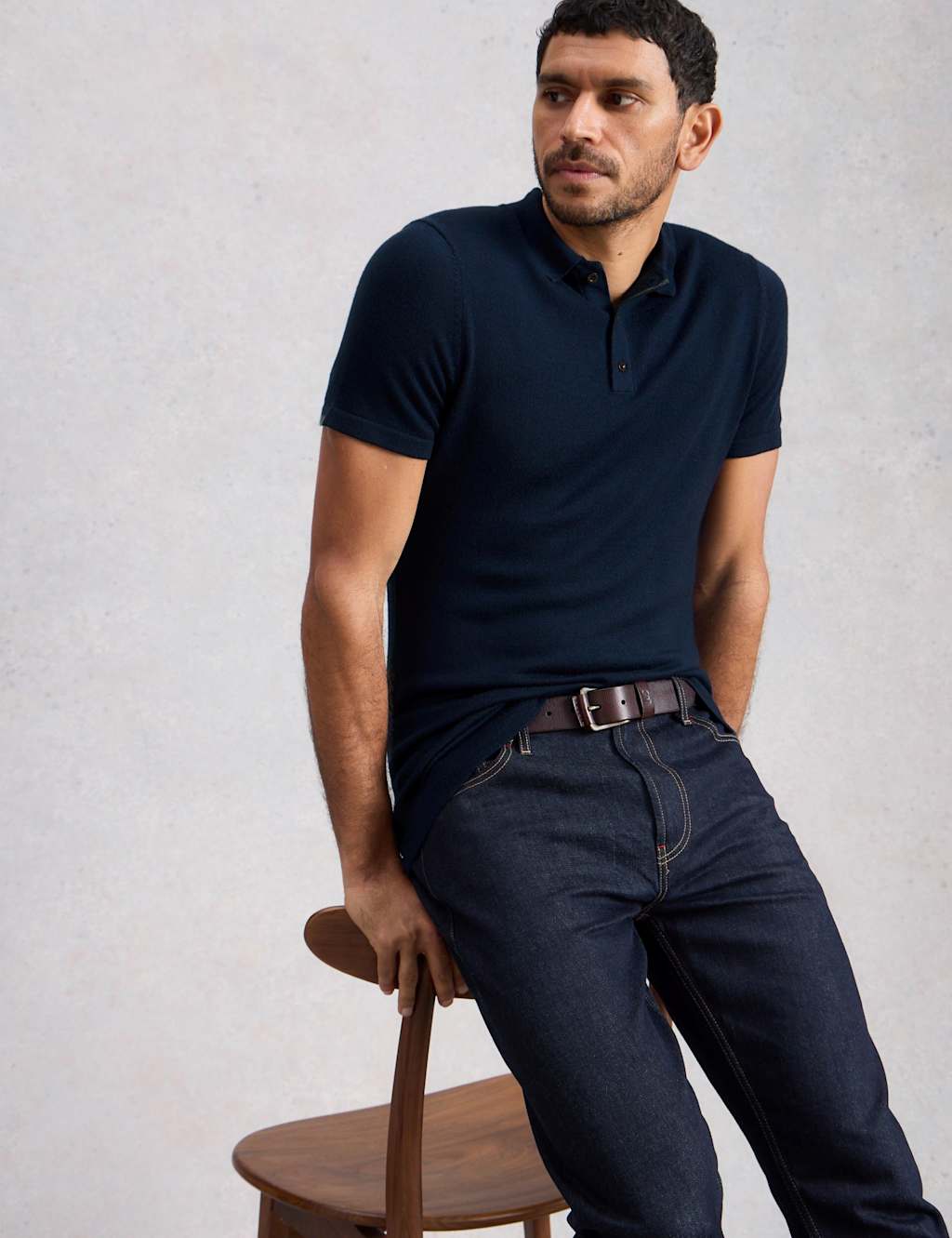 White Stuff Men's Pure Merino Wool Knitted Polo Shirt - XL - Navy - Available at M&S