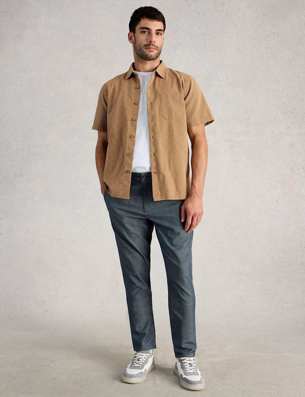 White Stuff Men's Regular Fit Pure Cotton Striped Chinos - 34 - Denim Mix - Available at M&S