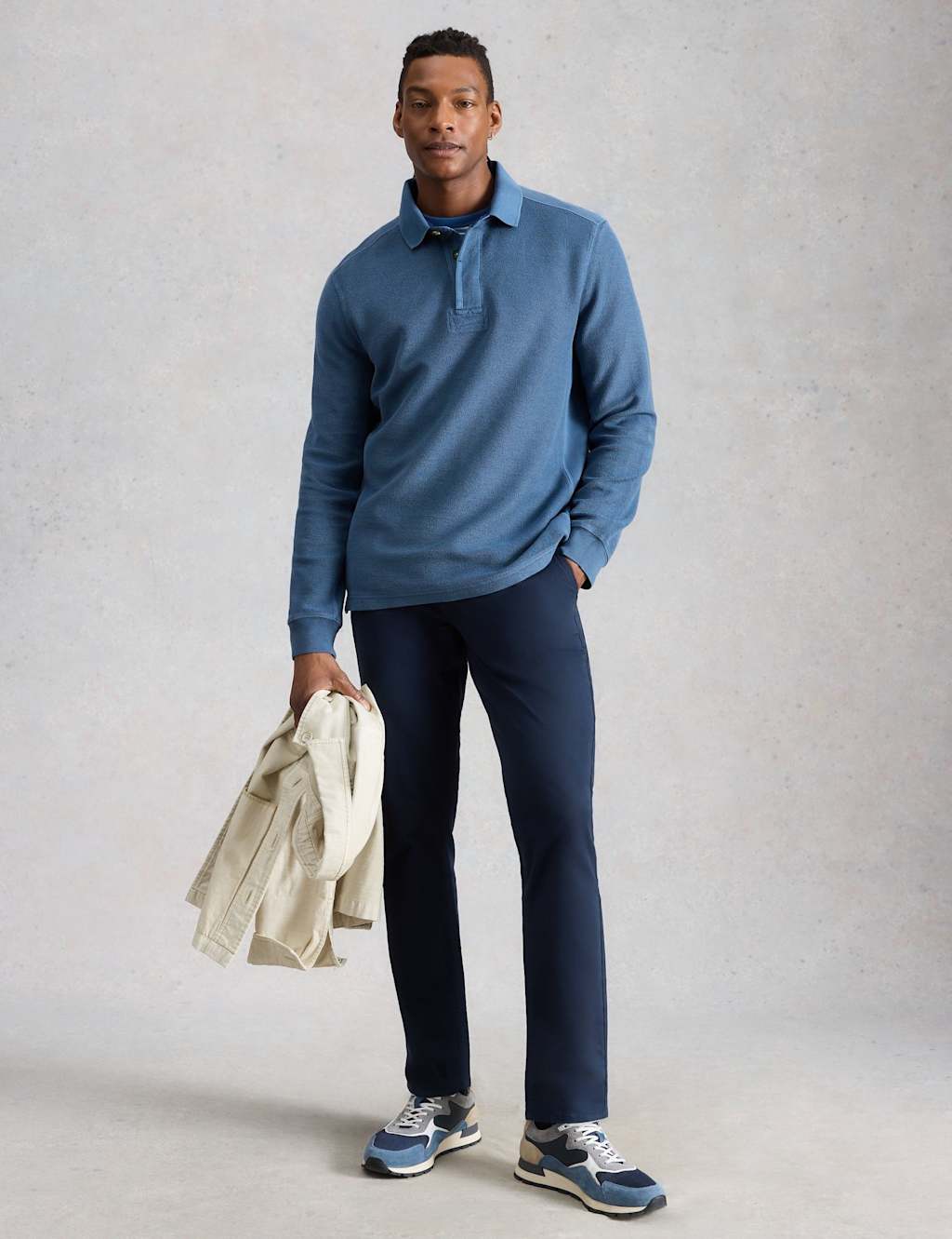 White Stuff Men's Pure Cotton Collar Sweatshirt - M - Blue - Available at M&S