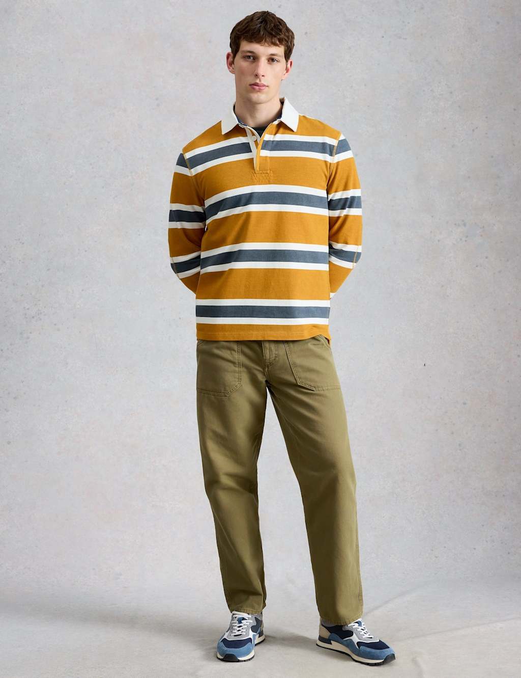 White Stuff Men's Pure Cotton Striped Rugby Shirt - M - Tan - Available at M&S