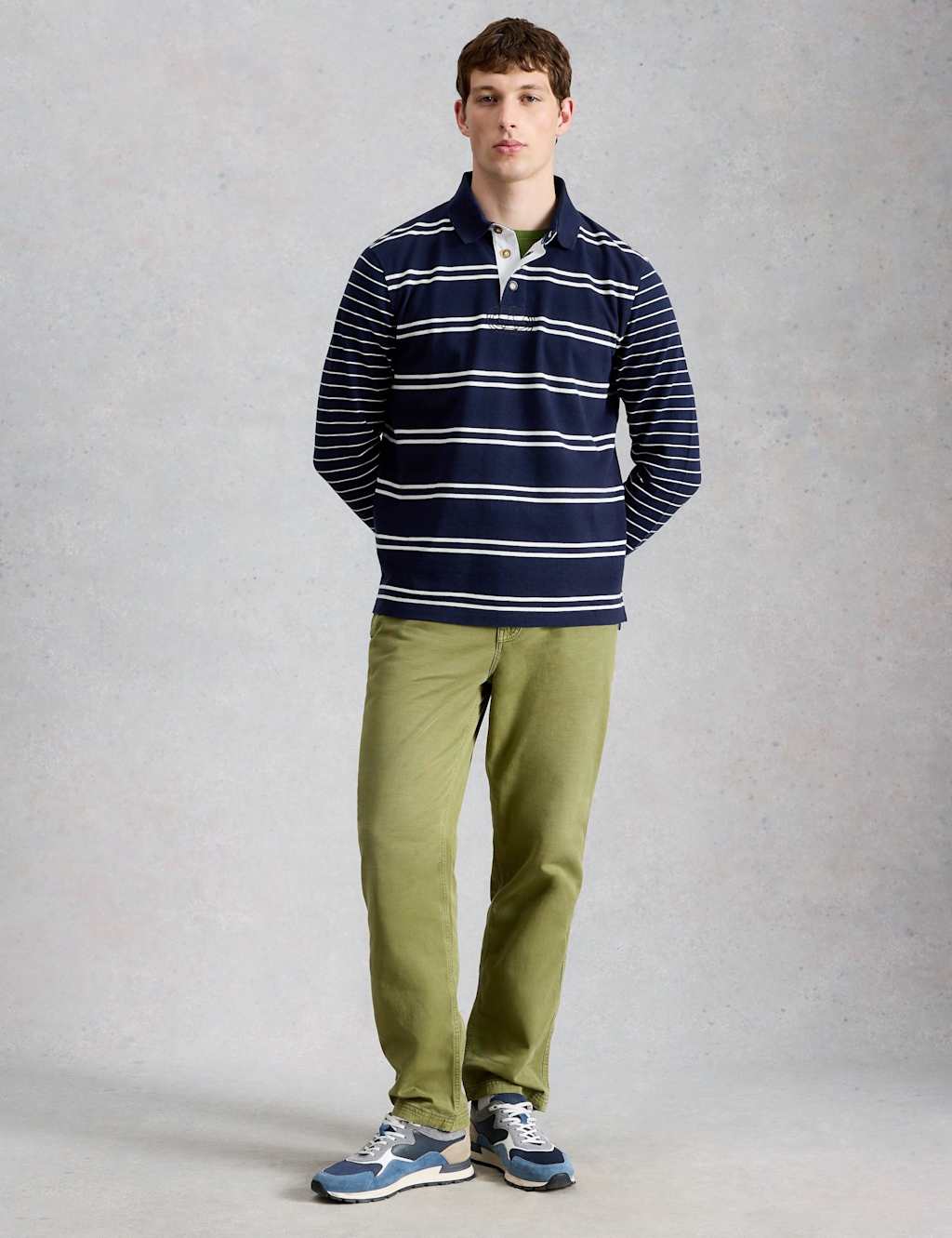 White Stuff Men's Pure Cotton Striped Rugby Shirt - M - Navy Mix - Available at M&S