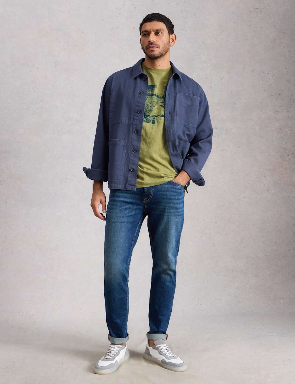 White Stuff Men's Pure Cotton Nature Graphic T-Shirt - XL - Green Mix - Available at M&S