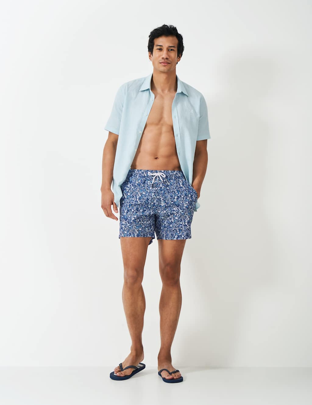 Crew Clothing Men's Floral Swim Shorts - Navy Mix, Navy Mix