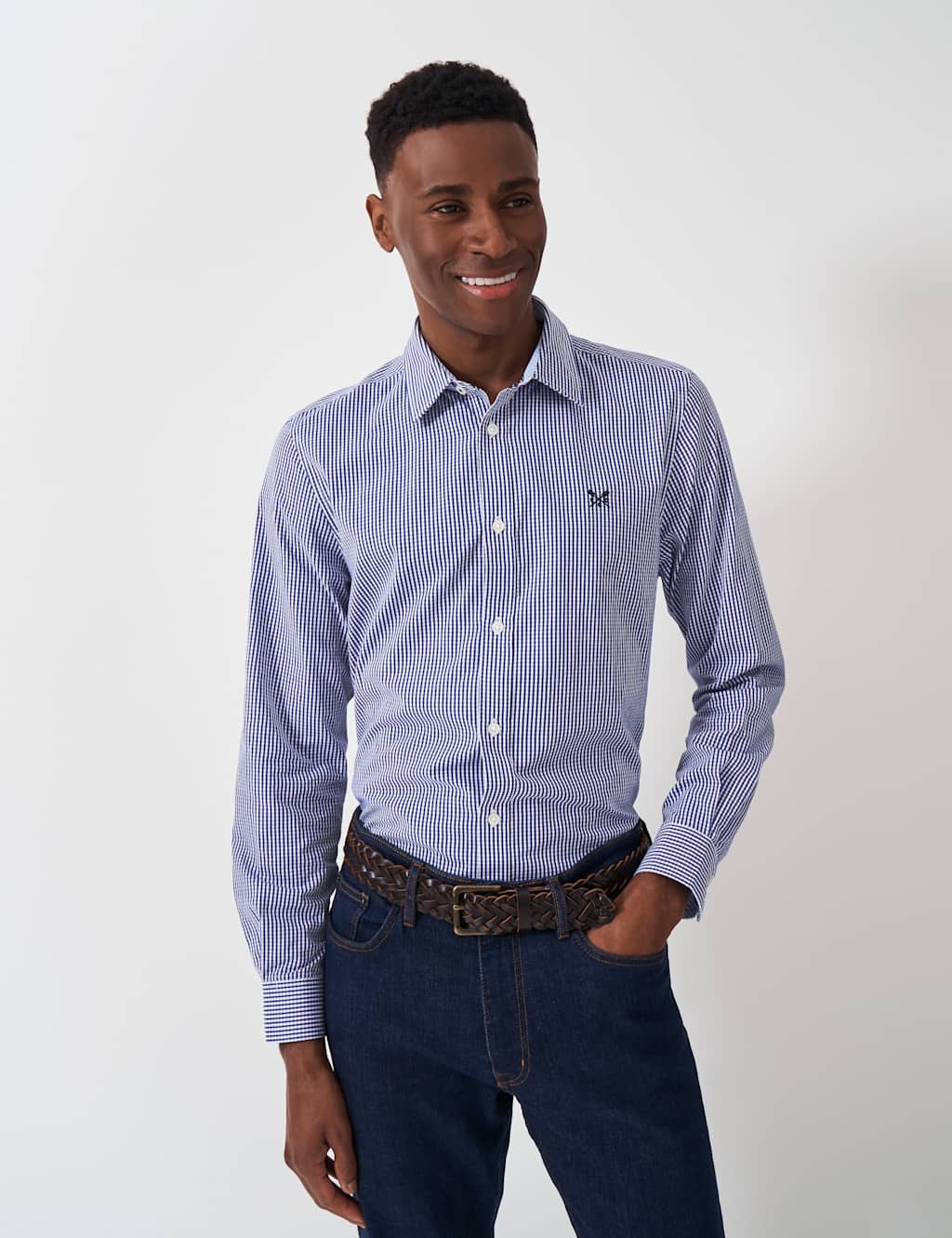 Crew Clothing Men's Regular Fit Pure Cotton Check Oxford Shirt - M - Medium Blue Mix - Available at M&S