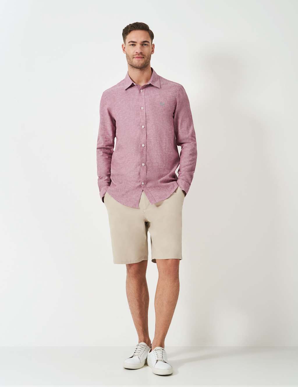 Crew Clothing Linen Rich Shirt Medium Pink