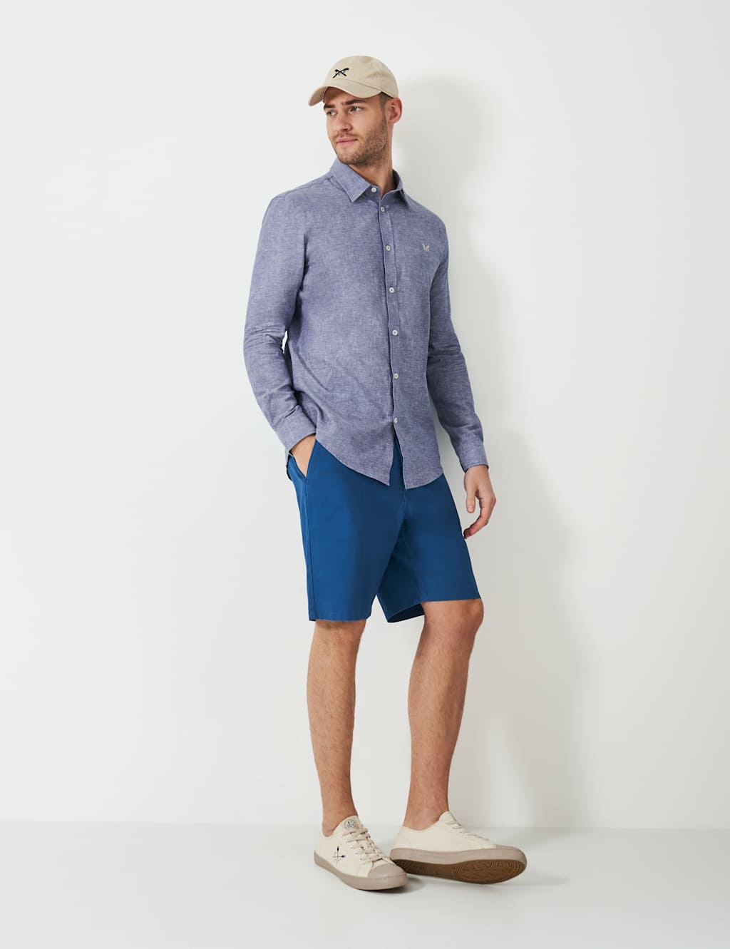 Crew Clothing Linen Rich Shirt Dark Blue