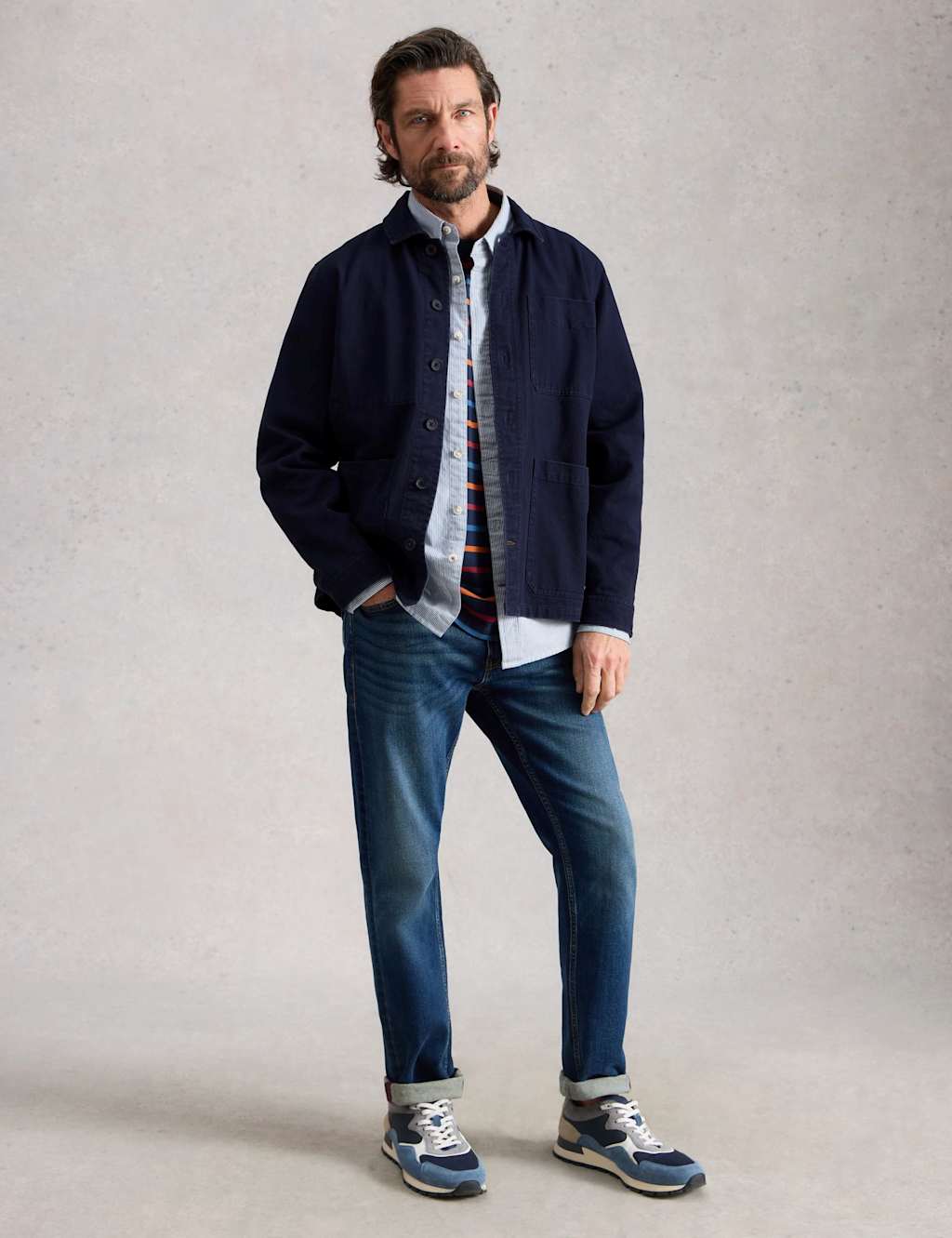 White Stuff Men's Pure Cotton Workwear Jacket - L - Navy - Available at M&S