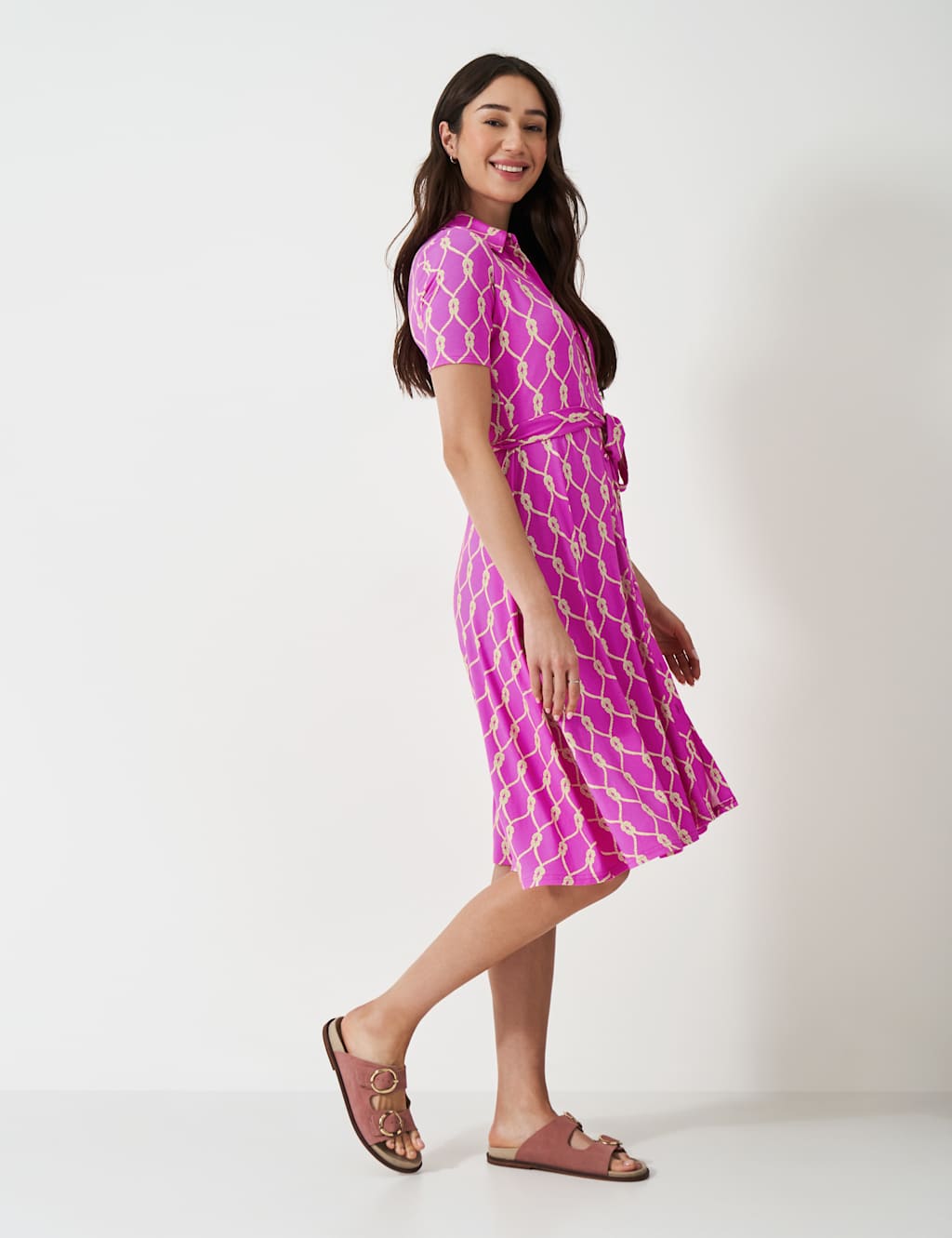 Jersey Geometric Midaxi Shirt Dress