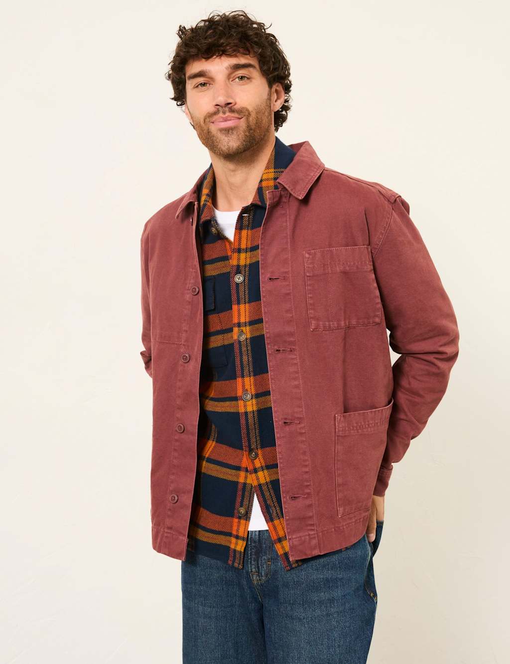 Fatface Men's Canvas Utility Jacket - L - Red - Available at M&S