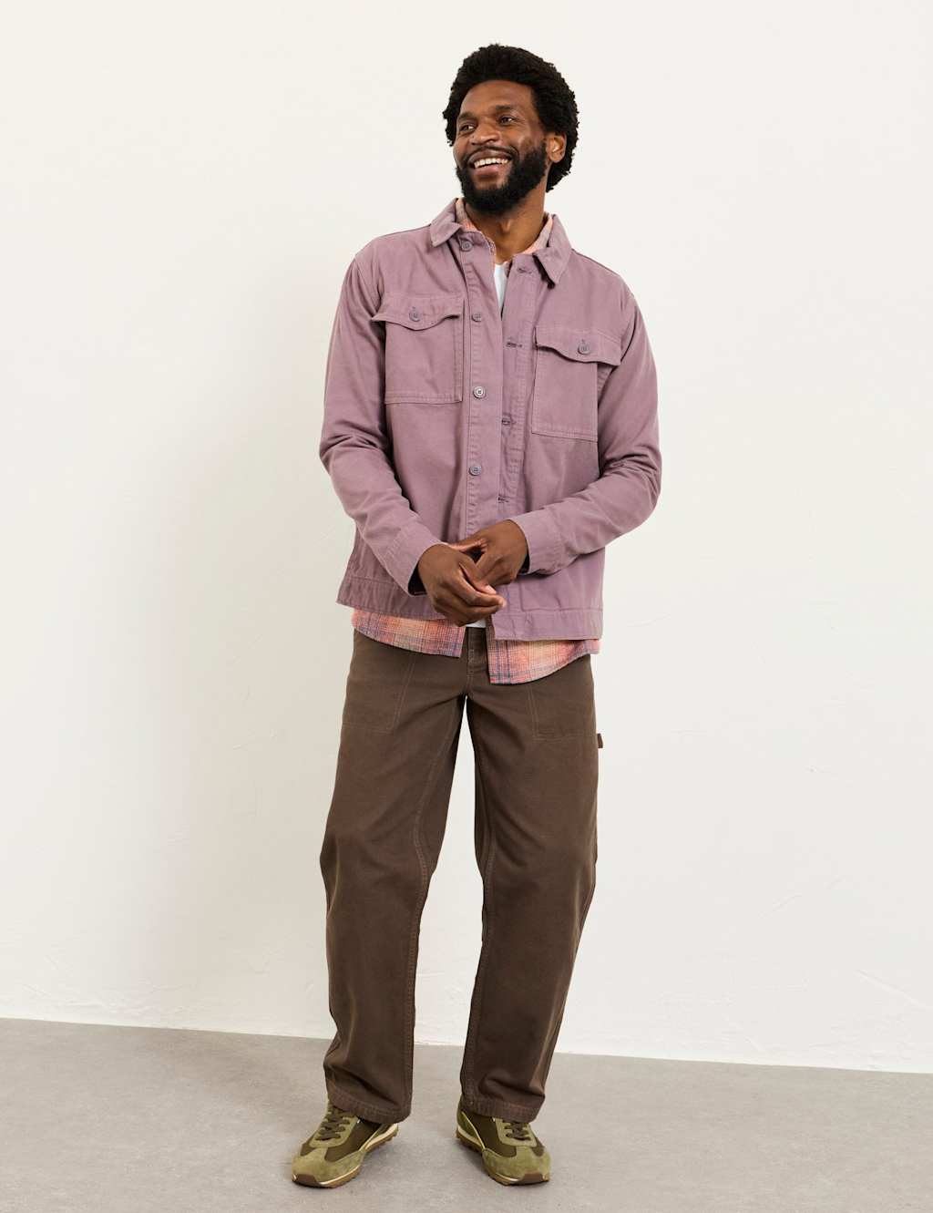 Fatface Men's Pure Cotton Utility Overshirt - L - Purple - Available at M&S