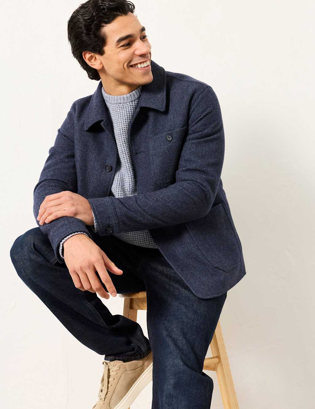 Fatface Men's Wool Blend Overshirt - 4XL - Navy Mix - Available at M&S