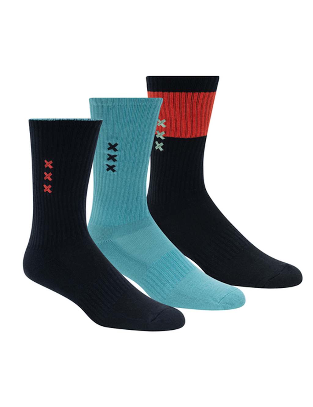 3pk Assorted Cotton Rich Ribbed Socks