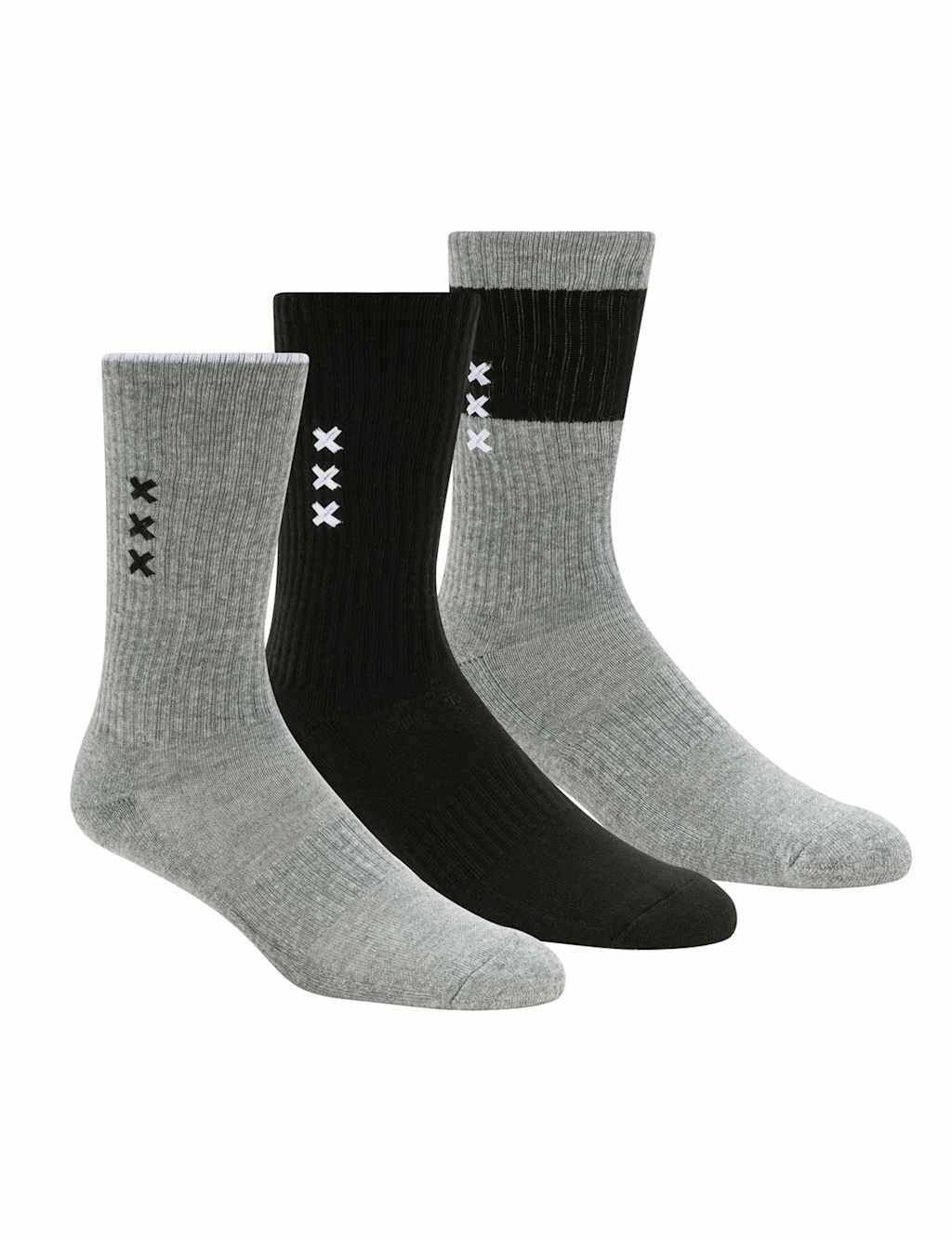 3pk Assorted Cotton Rich Ribbed Socks