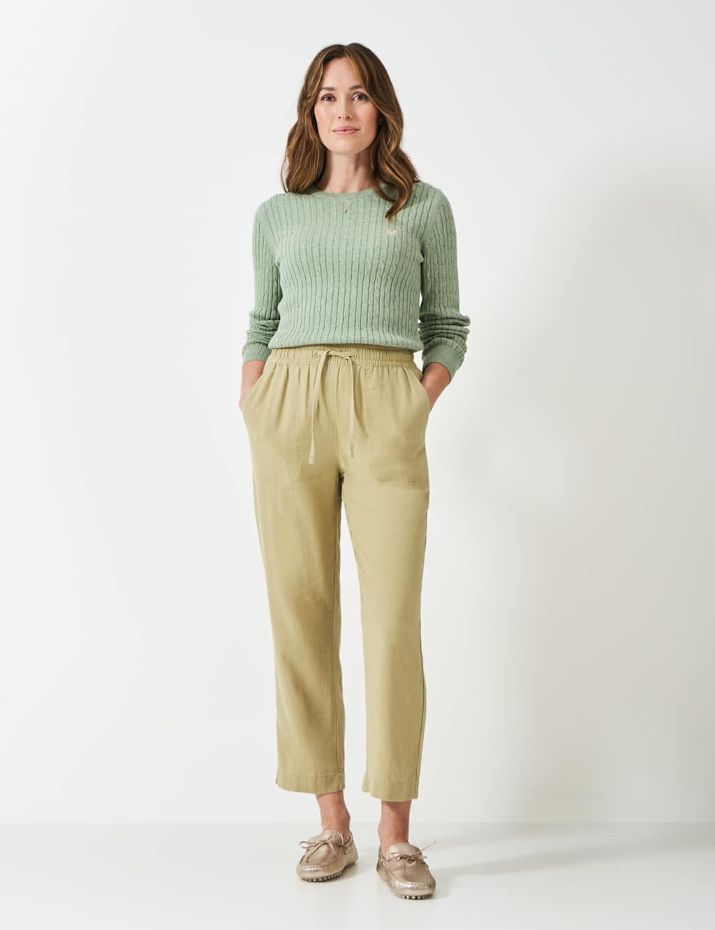 Linen Rich Tapered Ankle Grazer Trousers