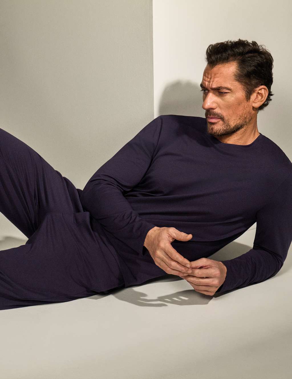 David Gandy Wellwear Men's Premium Cotton Modal Pyjama Tee - L - Navy - Available at M&S