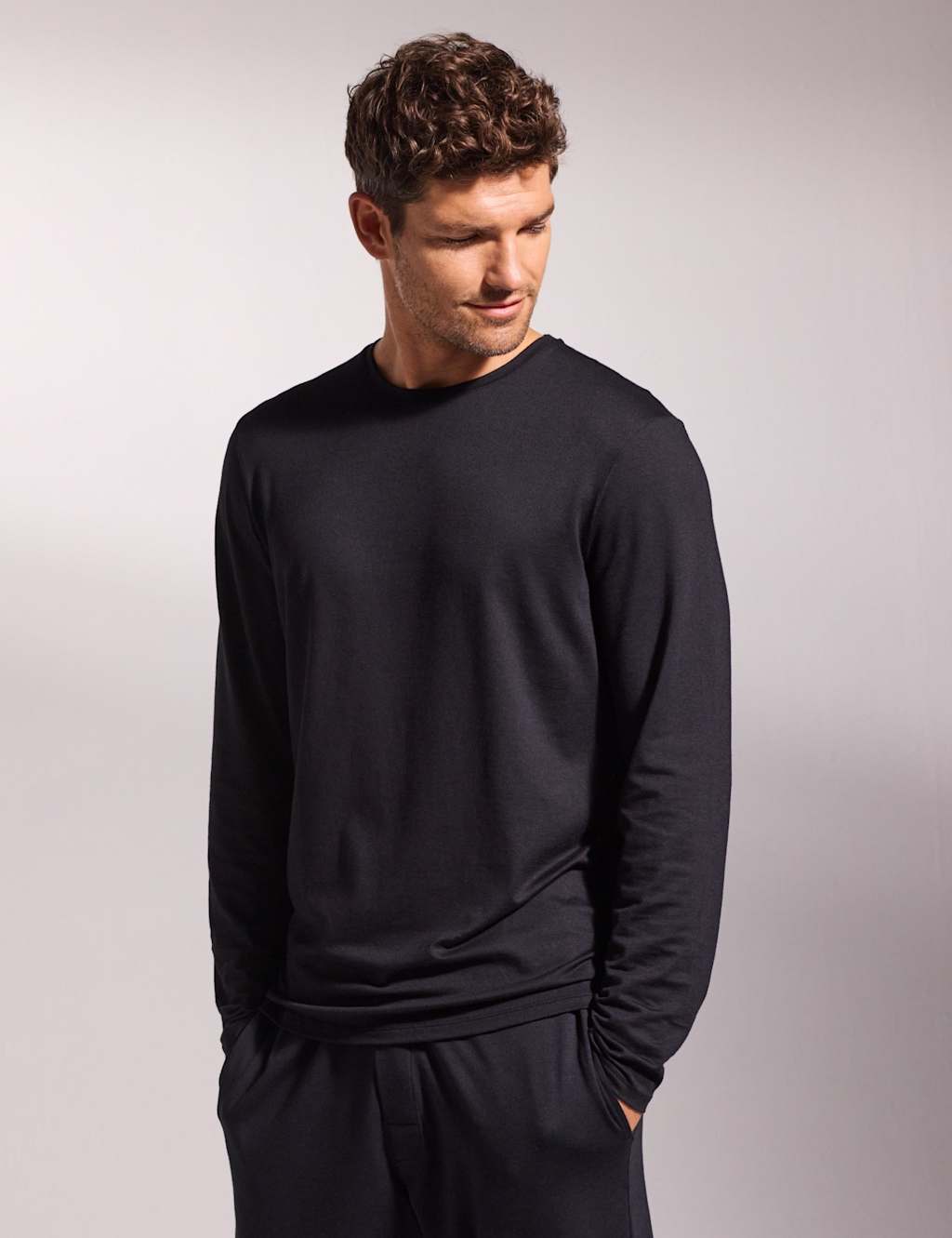 David Gandy Wellwear Men's Premium Cotton Modal Pyjama Tee - M - Black - Available at M&S