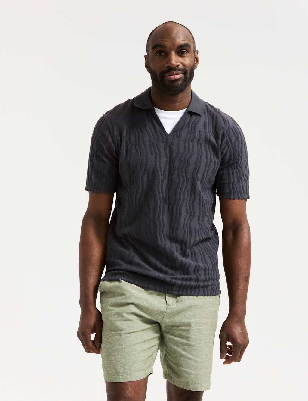 Cotton Rich Textured Jacquard Polo Shirt