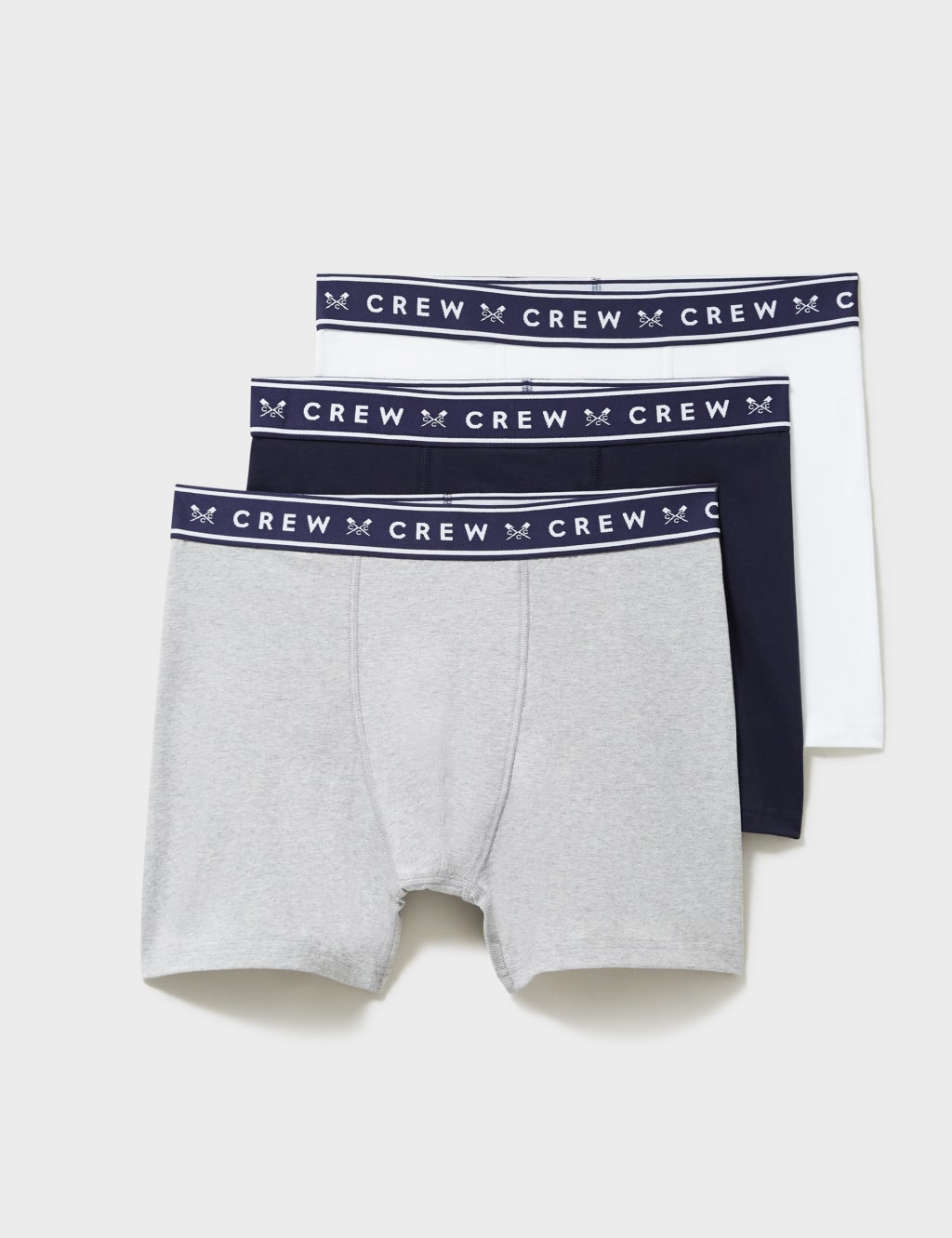 Crew Clothing 3pk Cotton-Rich Boxers Light Grey Mix