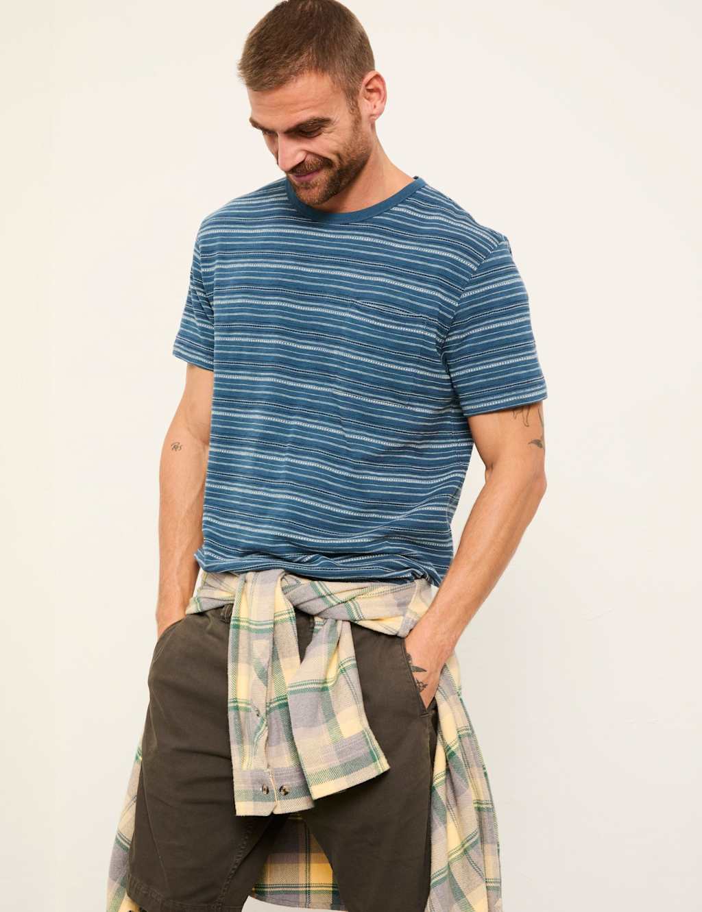 Fatface Men's Pure Cotton Striped T-Shirt - XL - Navy Mix - Available at M&S
