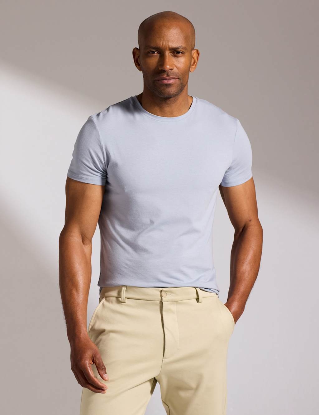 David Gandy Wellwear Men's Ultimate Cotton Modal Crew Neck T-Shirt - XL - Light Blue - Available at M&S