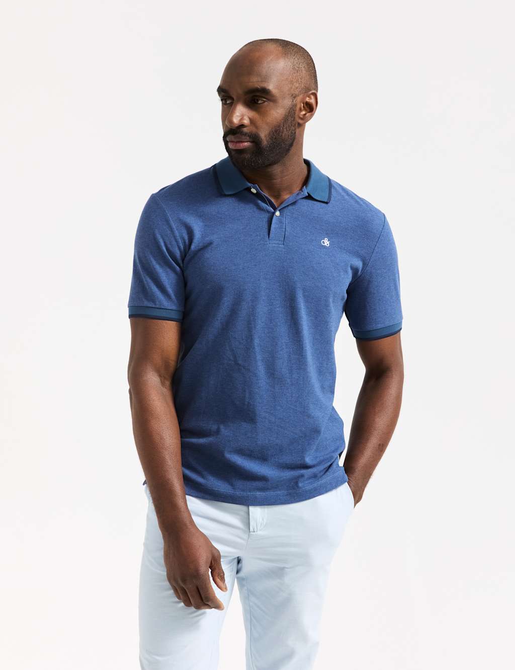 Pure Cotton Melange Polo Shirt