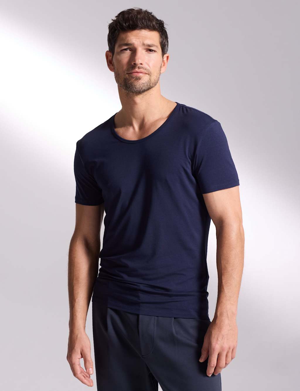 David Gandy Wellwear Men's Ultimate Cotton Modal Scoop Neck T-Shirt - 2XL - Navy - Available at M&S