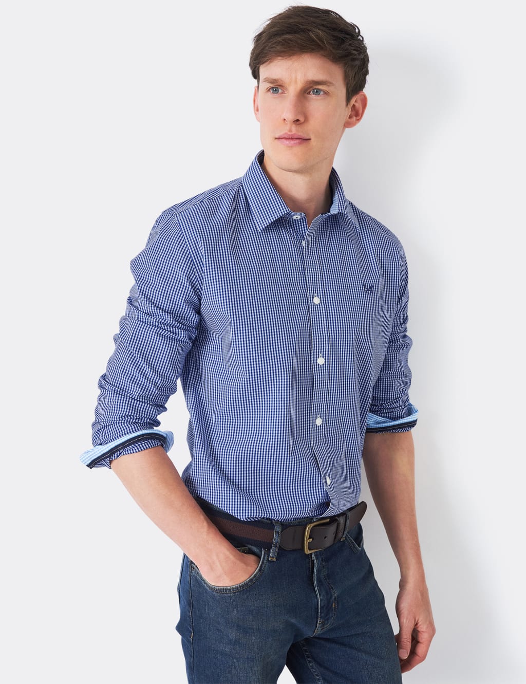 Slim Fit Pure Cotton Check Poplin Shirt