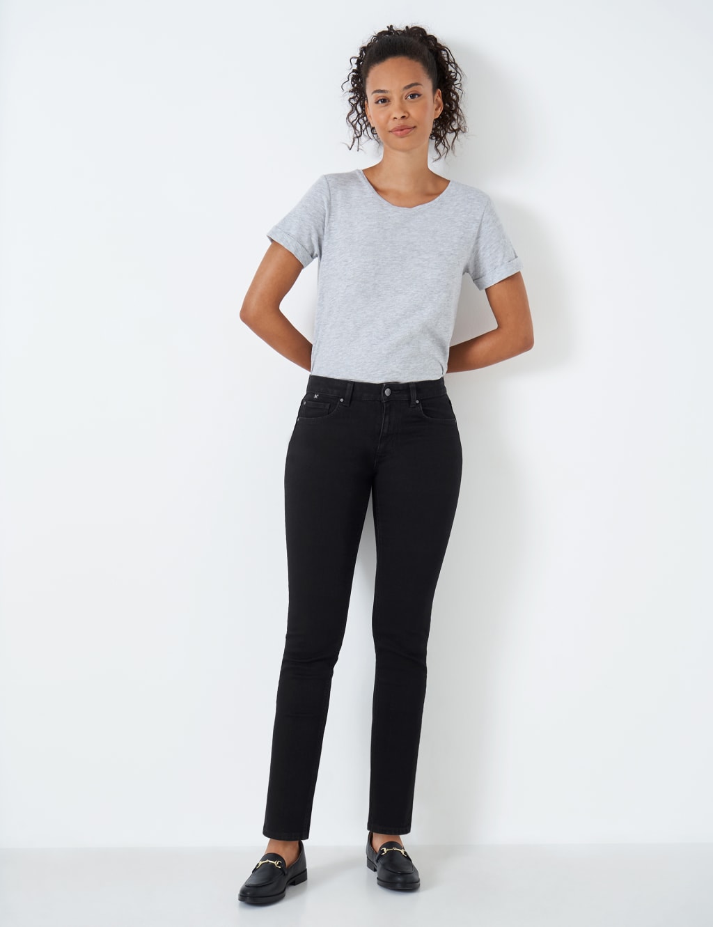 Mid Rise Straight Leg Jeans