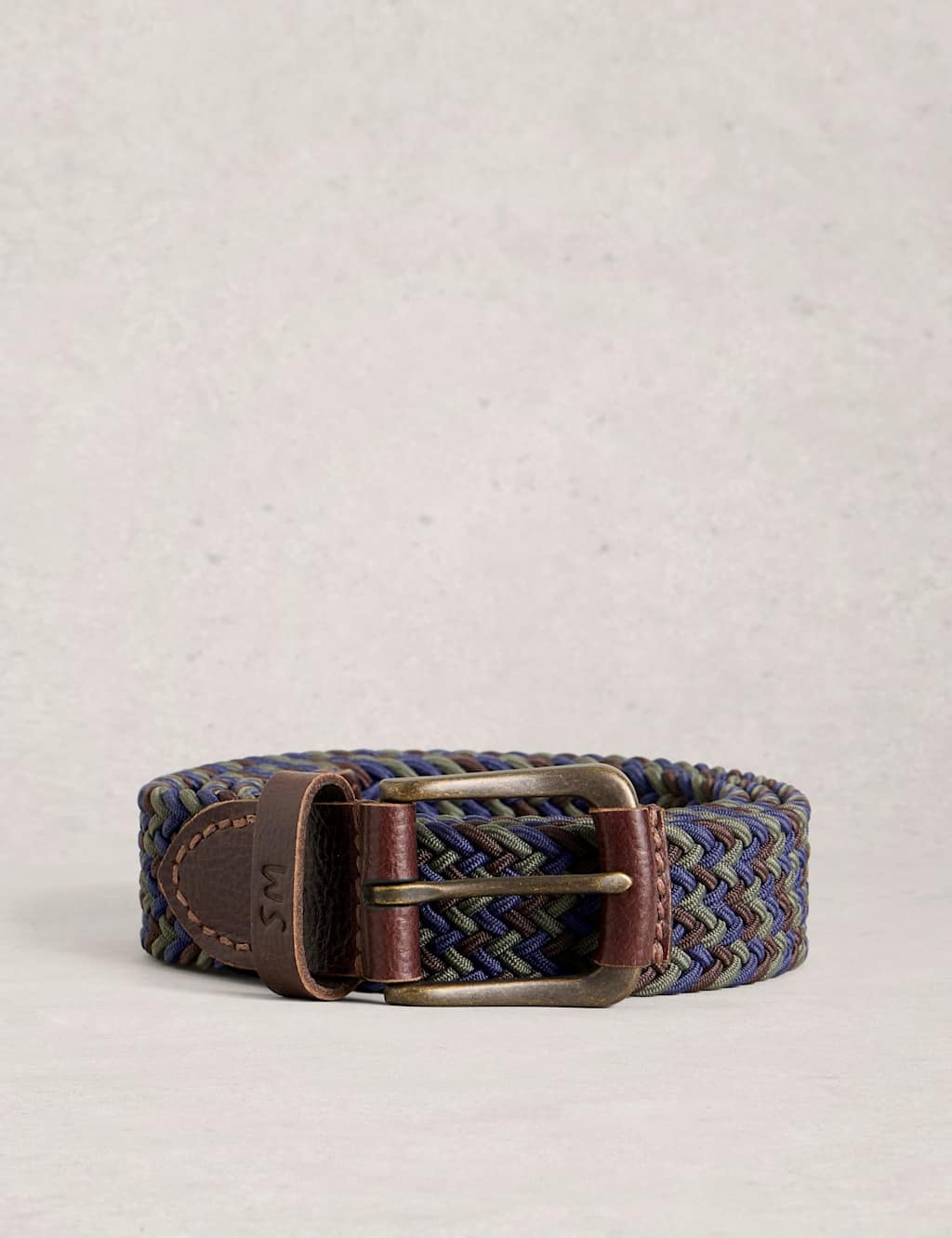 White Stuff Men's Stretch Woven Belt - S - M - Blue - Available at M&S