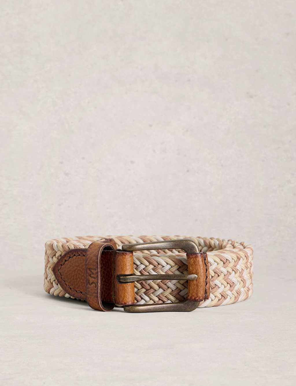 White Stuff Men's Woven Casual Belt - M - L - Natural Mix - Available at M&S