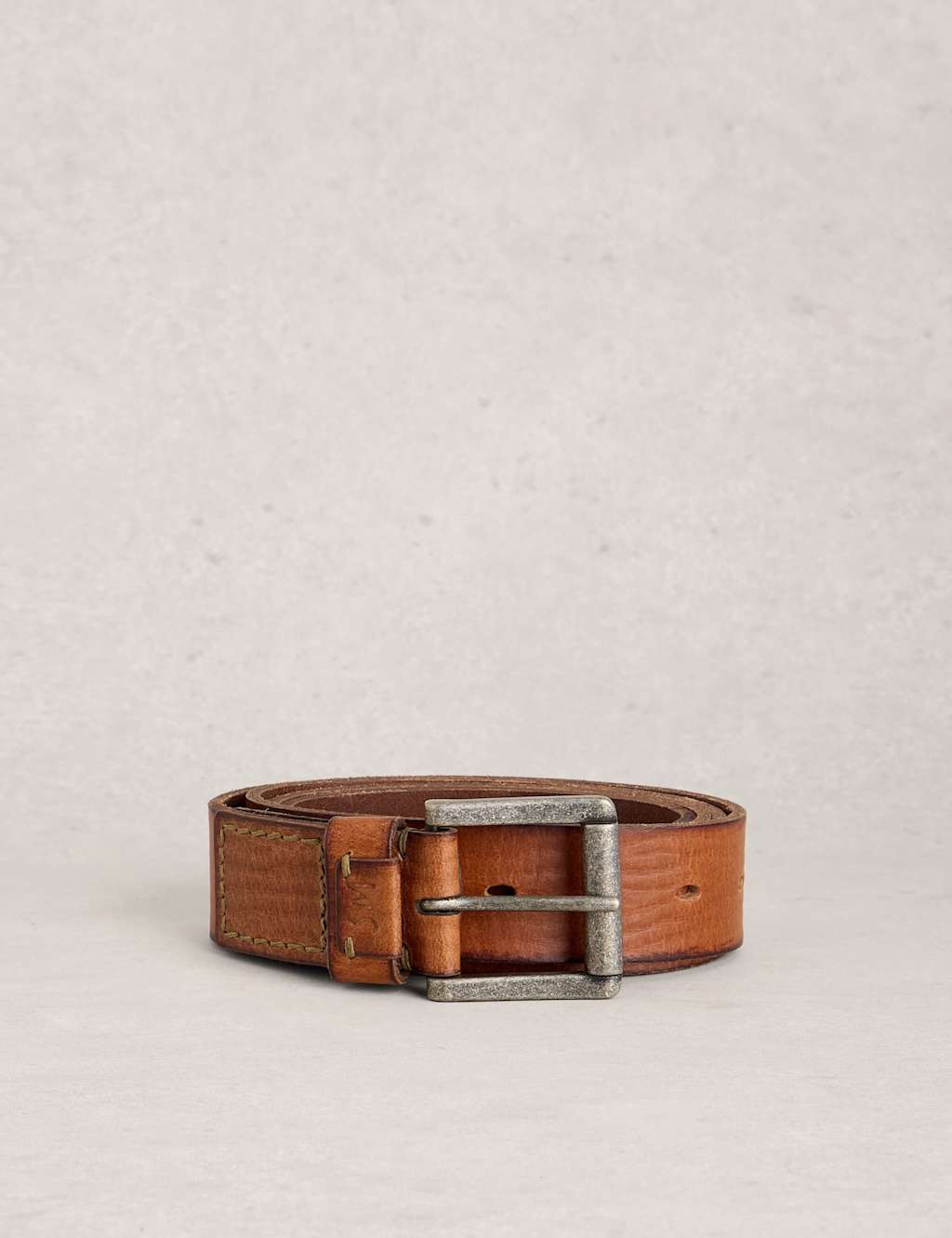 White Stuff Men's Leather Multi Punch Belt - M - L - Tan - Available at M&S