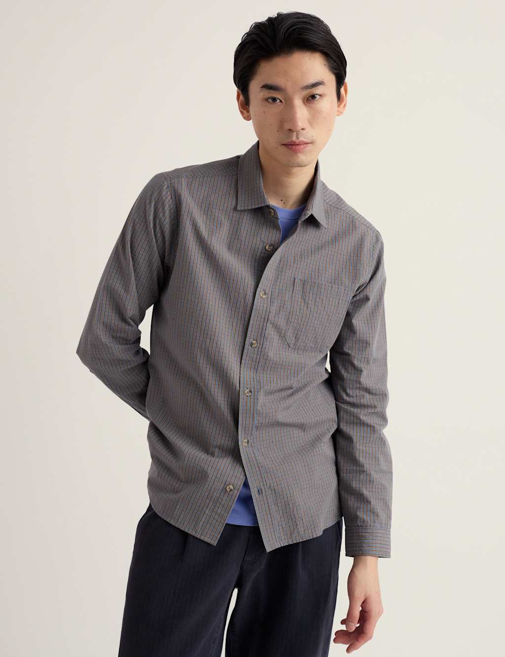Seasalt Cornwall Men's Pure Cotton Check Shirt - M - Blue Mix - Available at M&S
