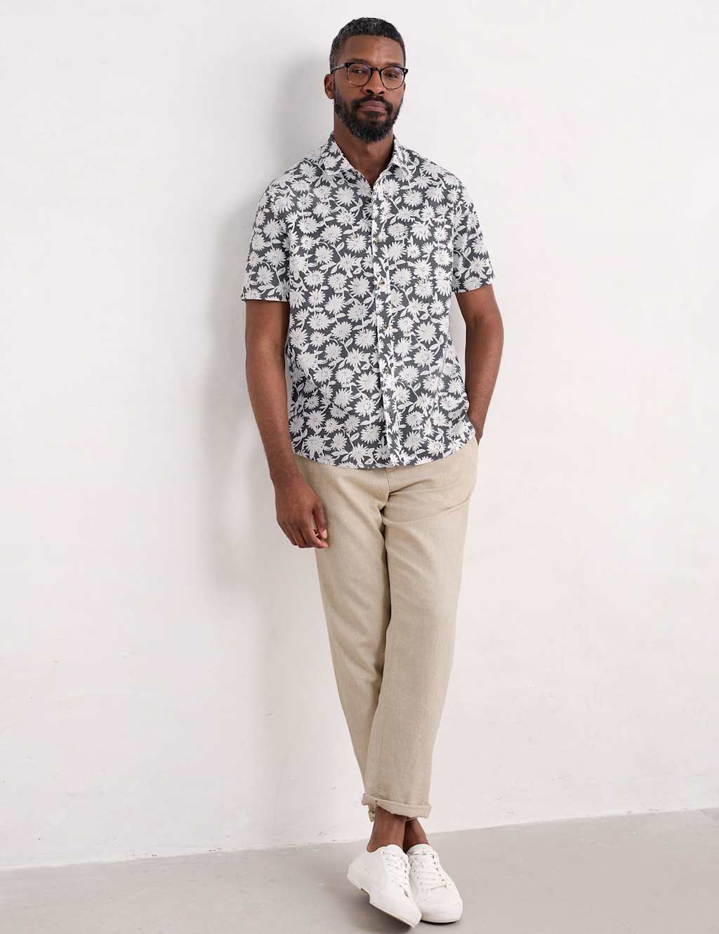Seasalt Cornwall Men's Pure Cotton Print Shirt - M - Grey Mix - Available at M&S