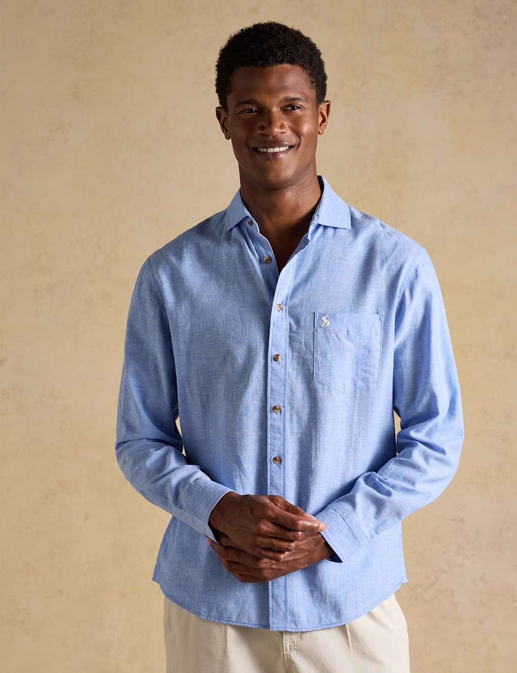 Joules Men's Linen Rich Shirt - 2XL - Light Blue - Available at M&S