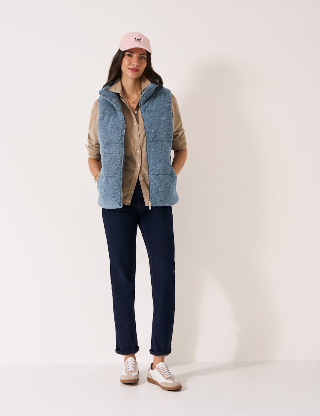 Crew Clothing Women's Borg Padded Funnel Neck Gilet - 12 - Blue - Available at M&S