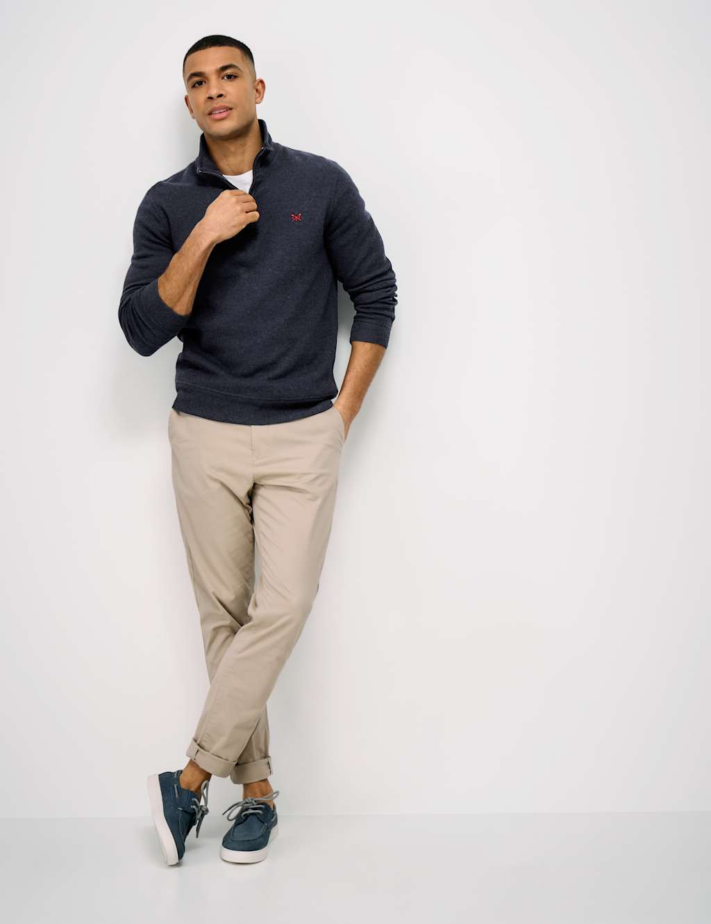 Crew Clothing Men's Pure Cotton Half Zip Jumper - M - Dark Navy - Available at M&S