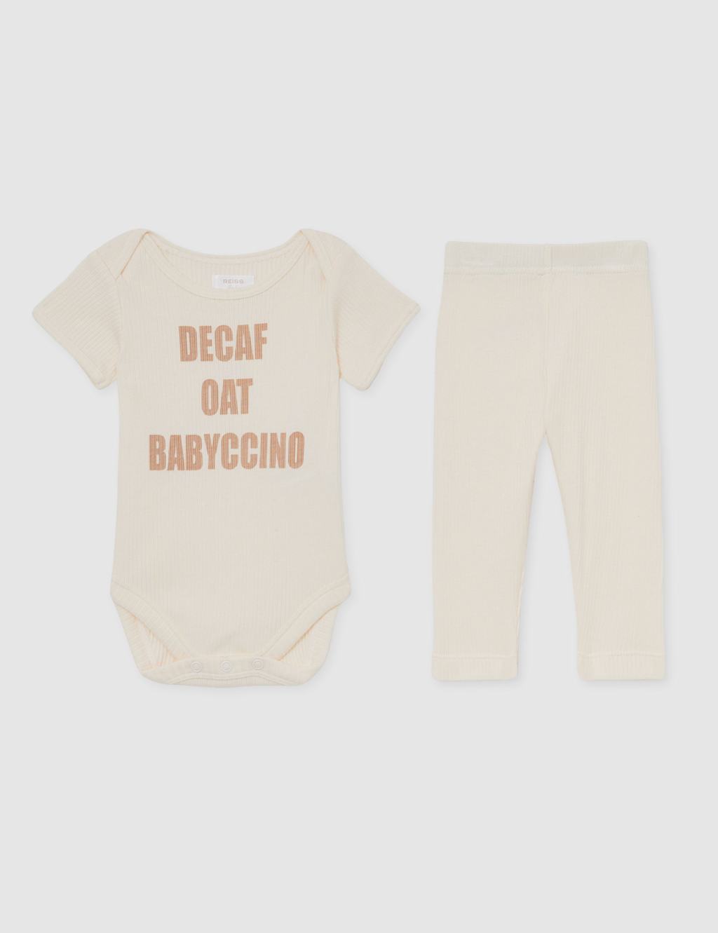 2pc Cotton Blend Babyccino Slogan Outfit (0-24 Mths)