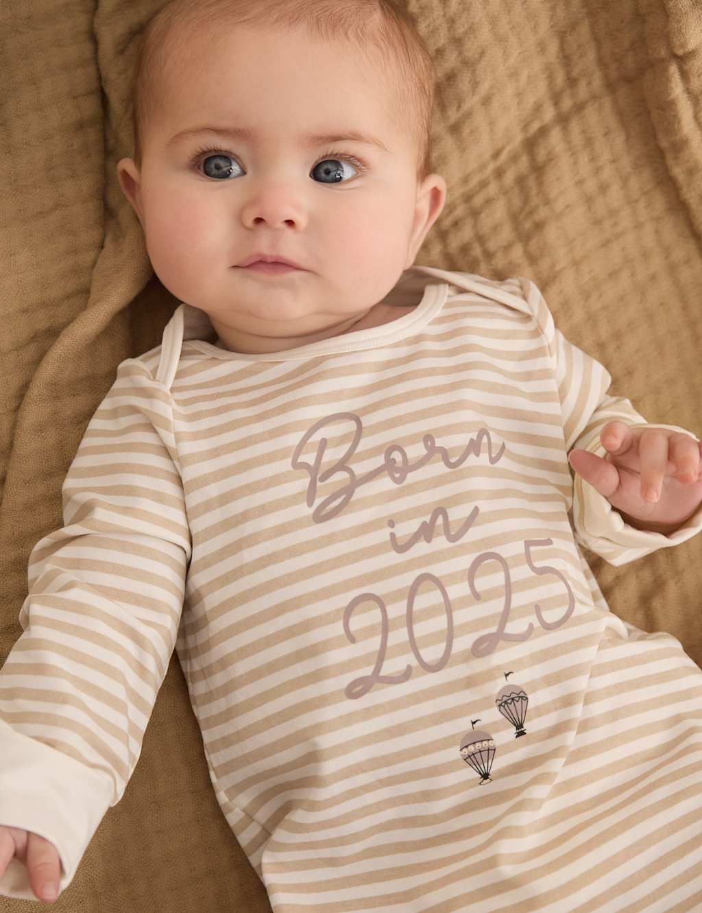 Cotton Rich Born in 2025 Striped Sleepsuit (0-24 Mths)