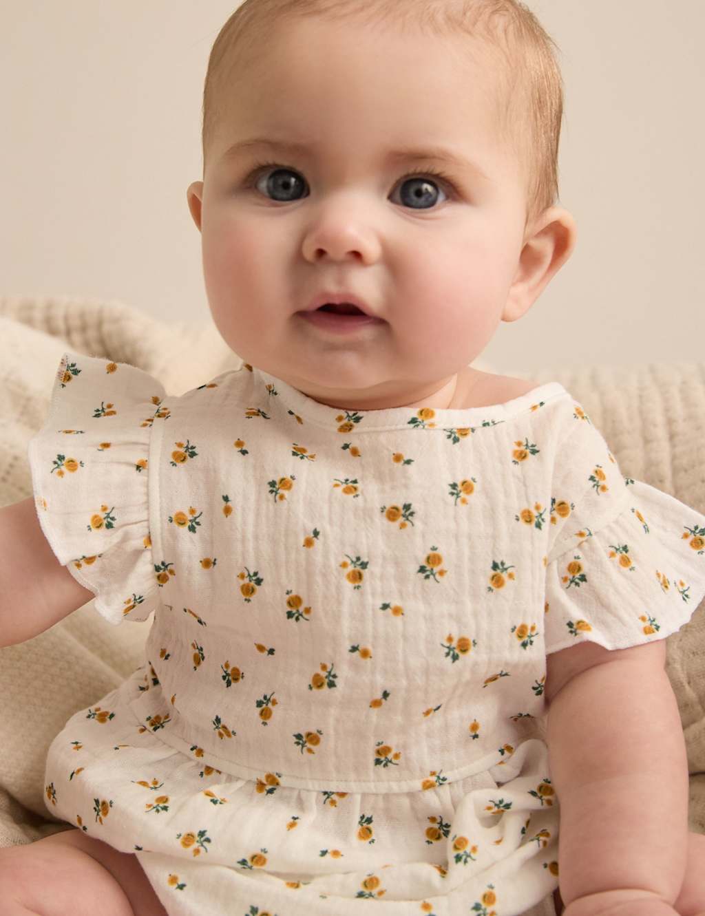 Pure Cotton Floral Romper (0-24 Mths)