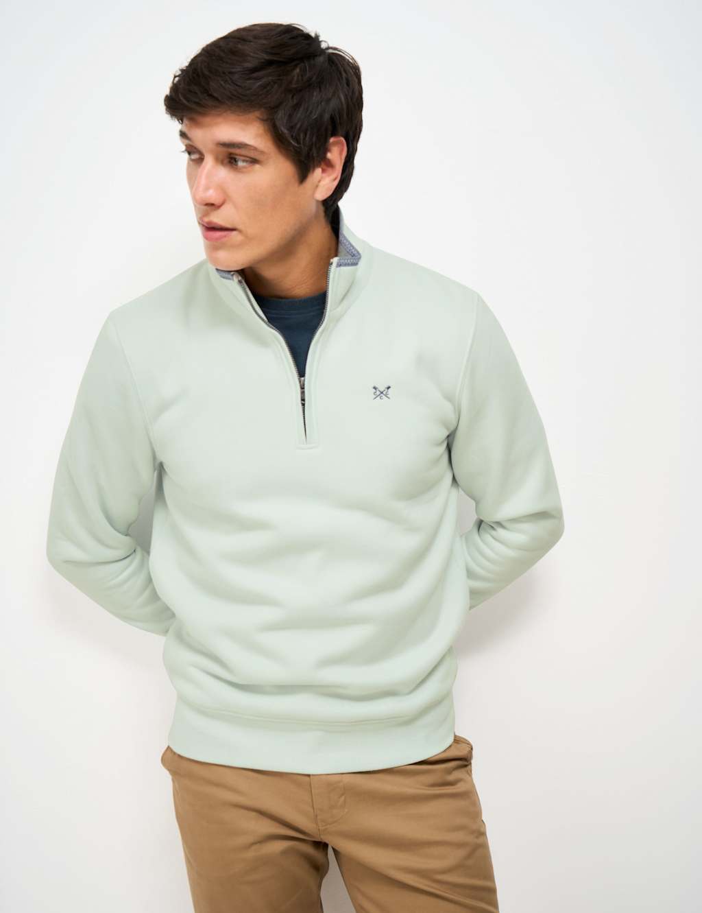 Crew Clothing Men's Classic Half-Zip Sweatshirt - 2XL - Mid Blue - Available at M&S