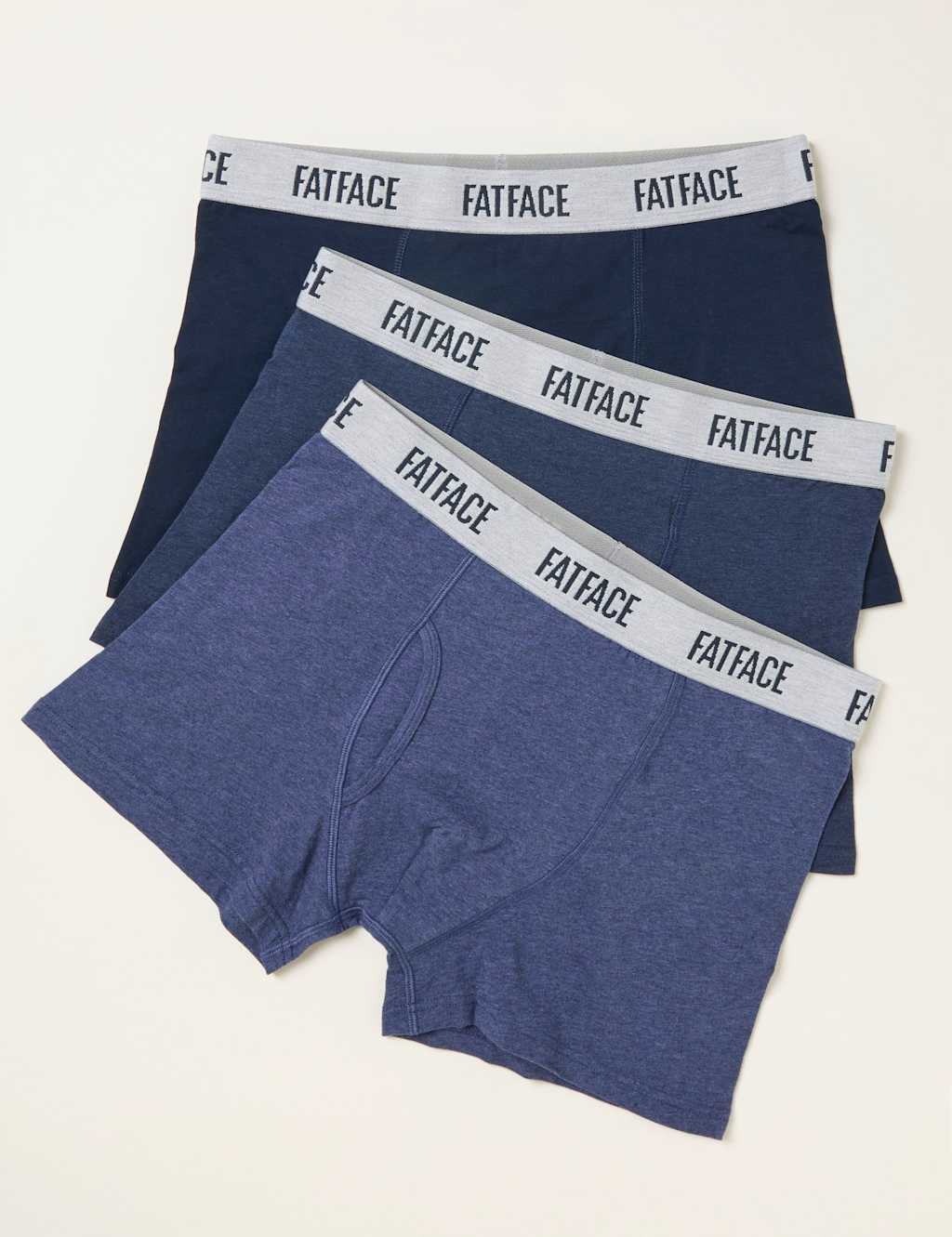 Fatface Men's 3 Pack Cotton Rich Elasticated Waist Boxers - L - Navy Mix - Available at M&S