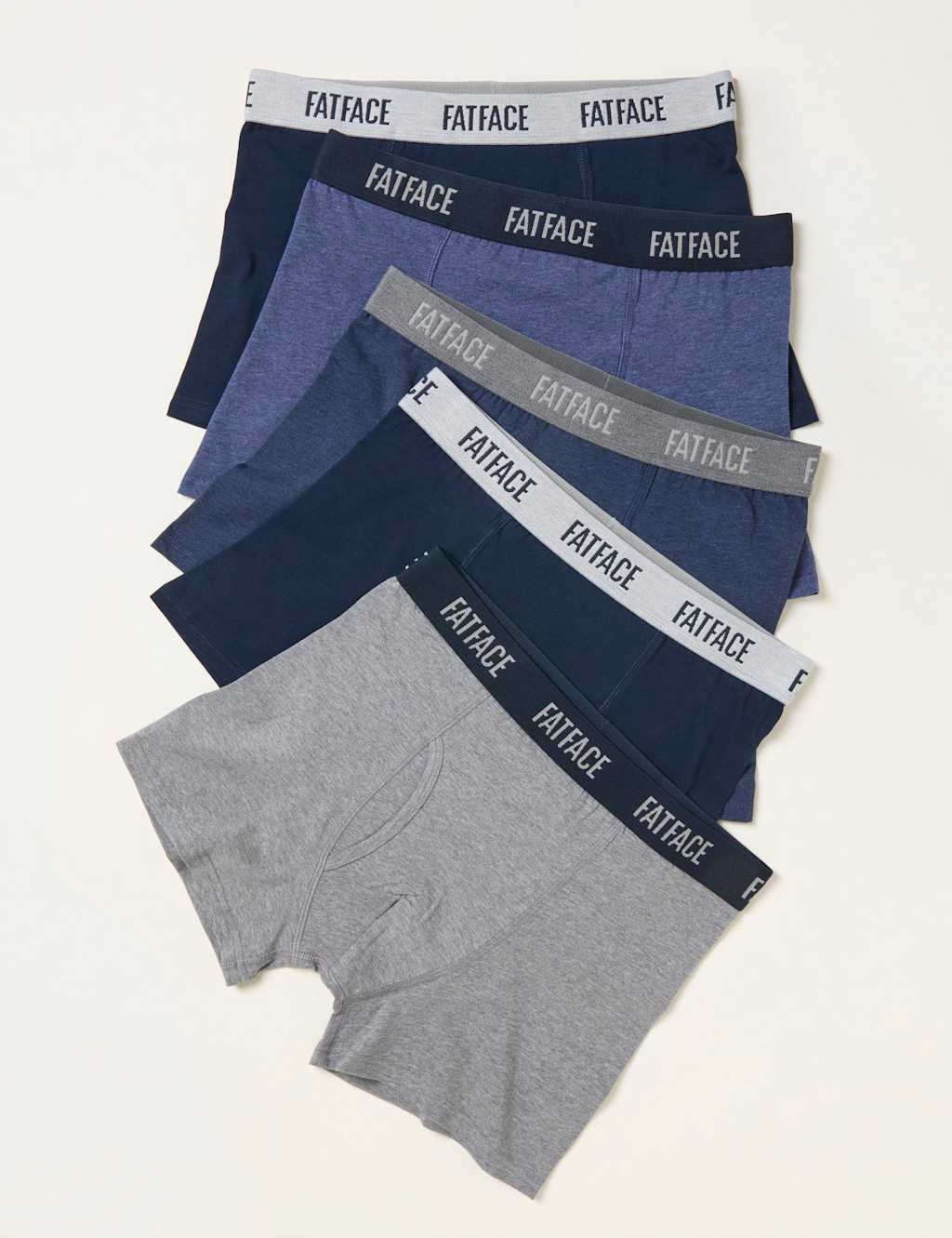 Fatface Men's 5 Pack Cotton Rich Elasticated Waist Boxers - M - Navy Mix - Available at M&S