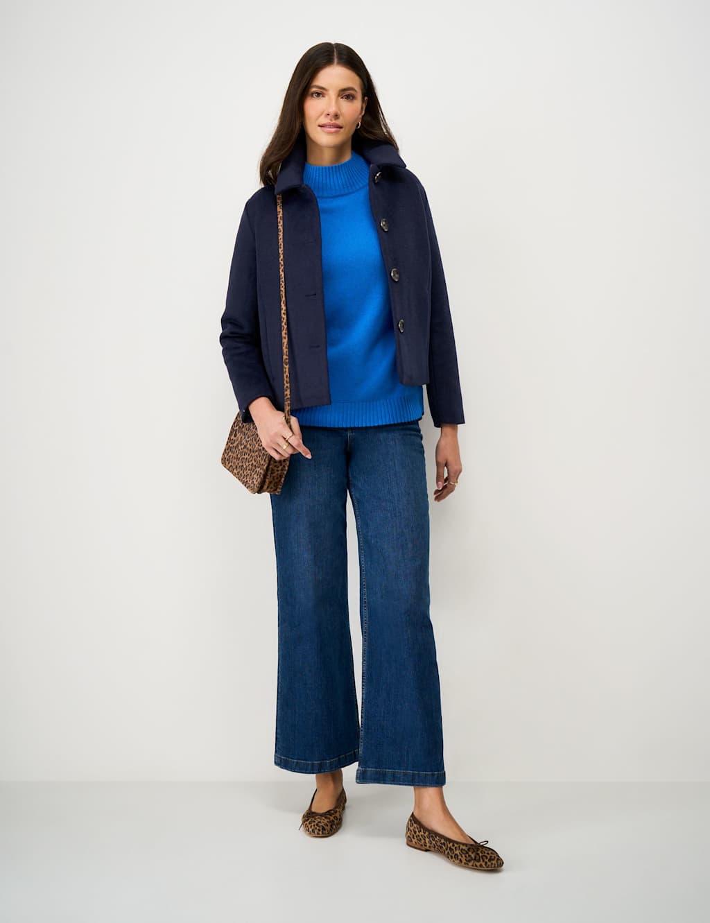 Crew Clothing Women's Wool Blend Collared Jacket - 12 - Navy - Available at M&S