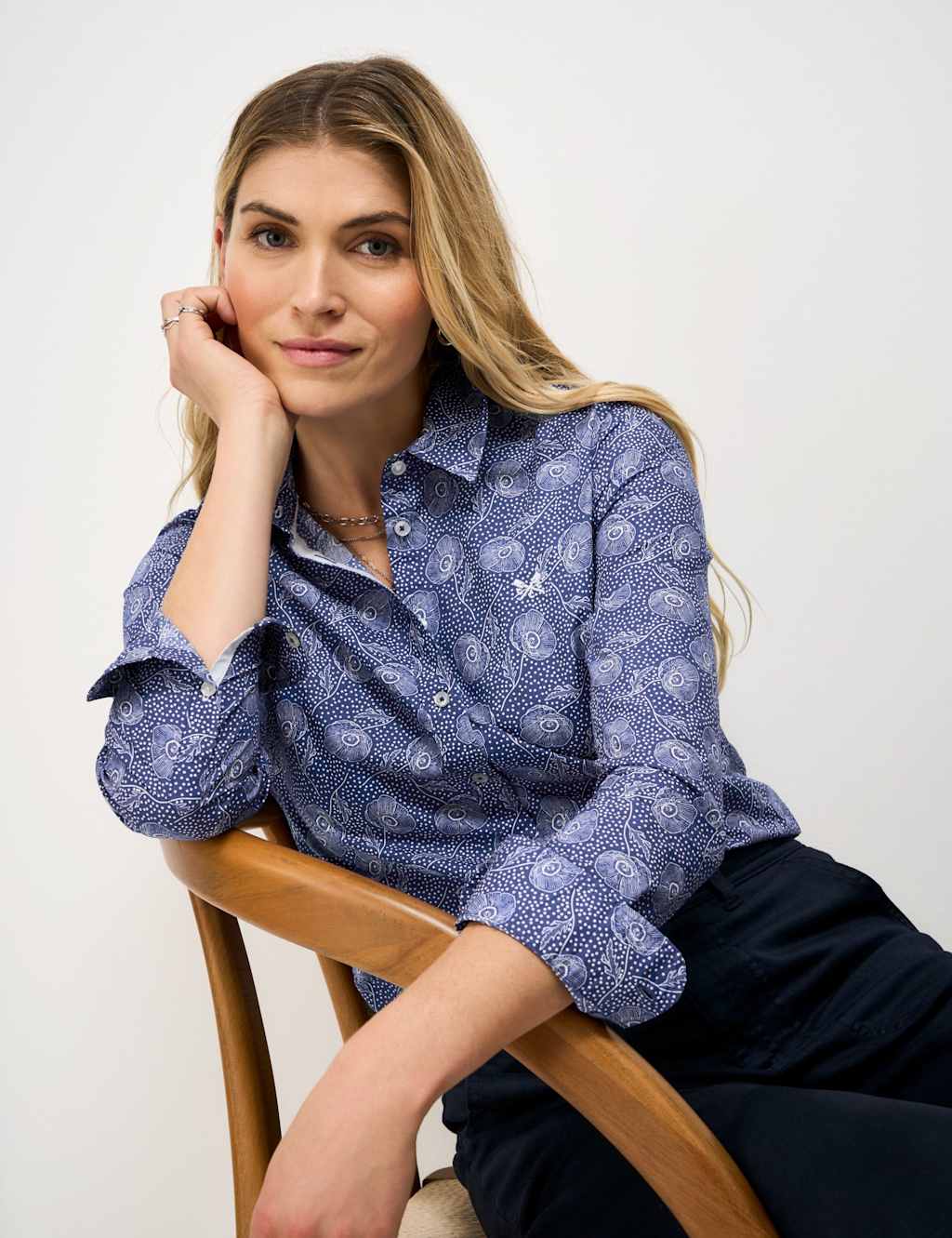 Crew Clothing Women's Pure Cotton Floral Shirt - 12 - Navy Mix - Available at M&S