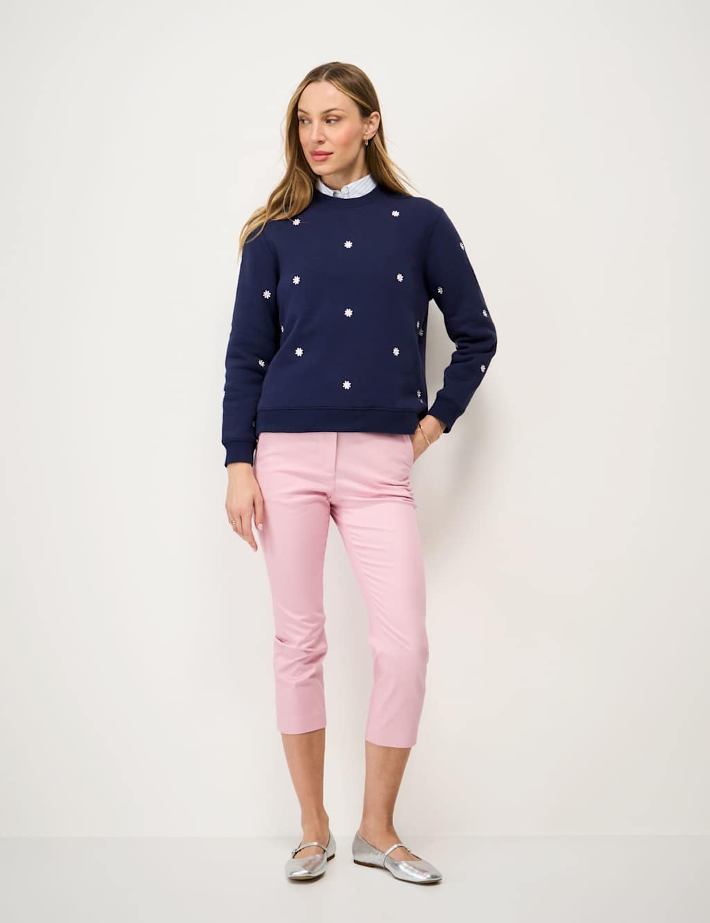 Crew Clothing Women's Cotton Rich Embroidered Crew Neck Sweatshirt - 16 - Navy - Available at M&S