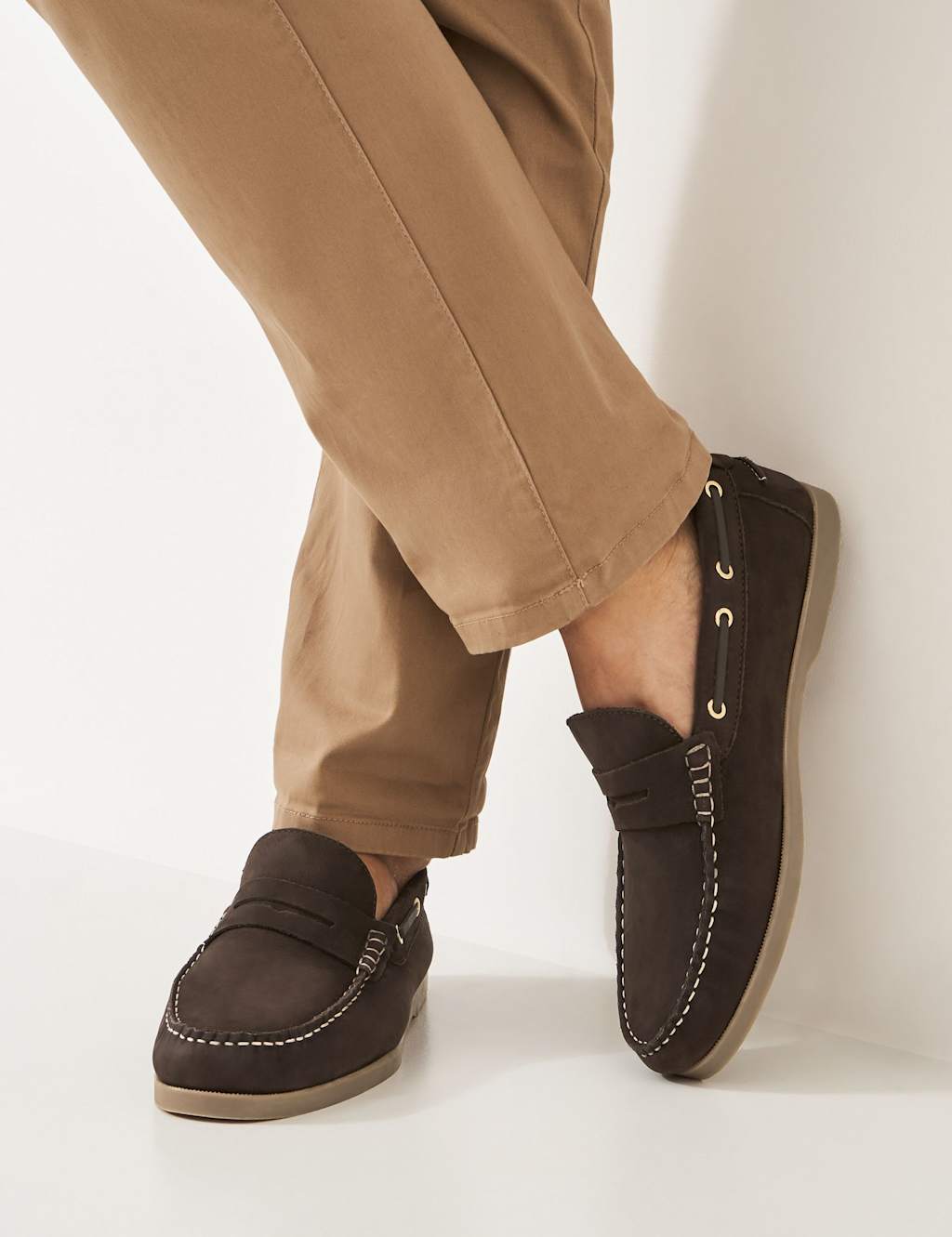 Nubuck Slip-On Deck Shoes