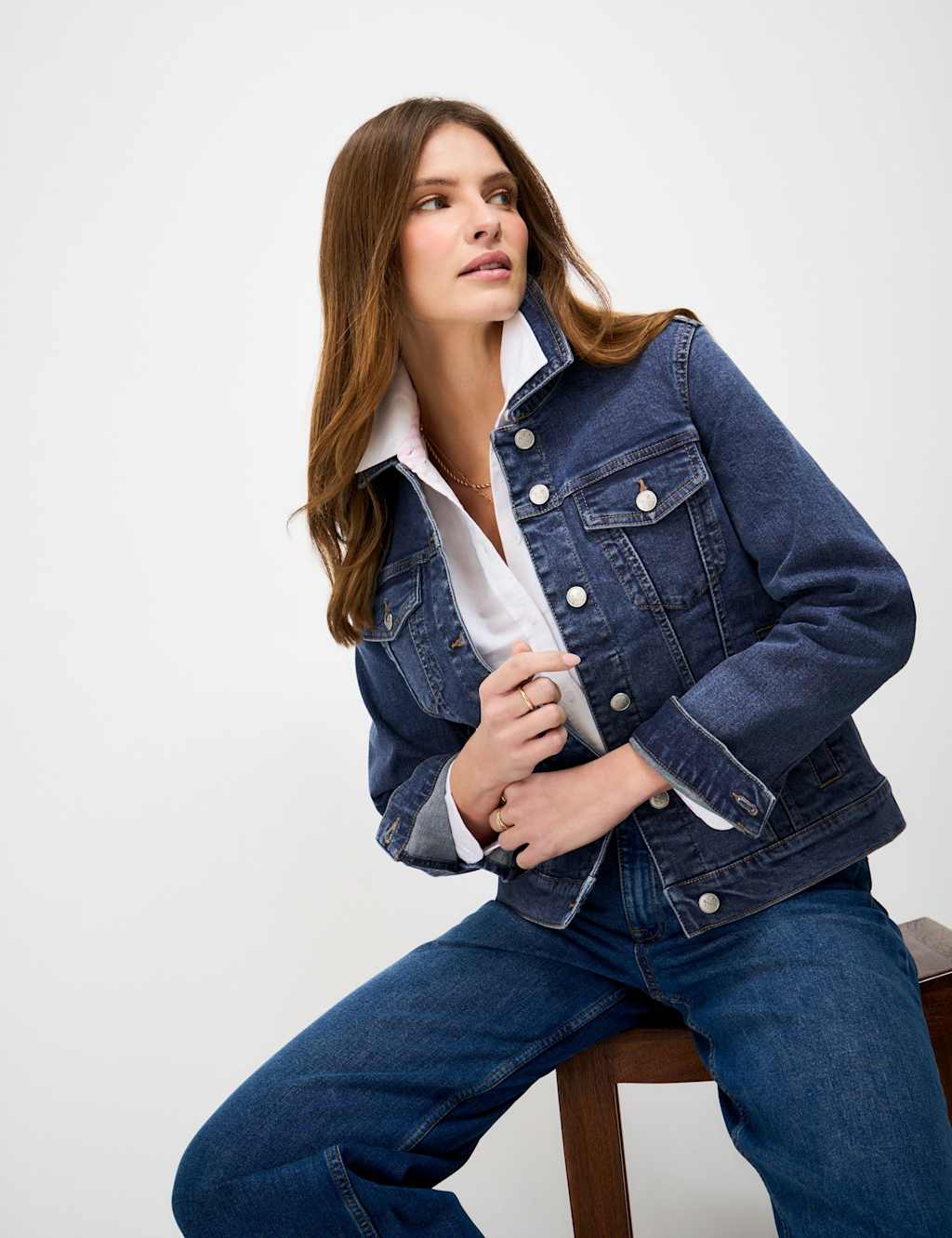 Crew Clothing Women's Cotton Rich Denim Western Jacket - 16 - Medium Blue - Available at M&S