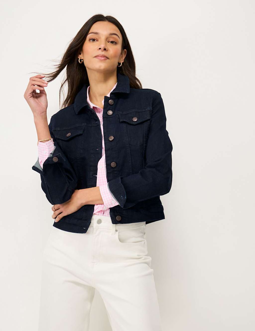 Crew Clothing Women's Cotton Rich Denim Western Jacket - 14 - Dark Blue - Available at M&S