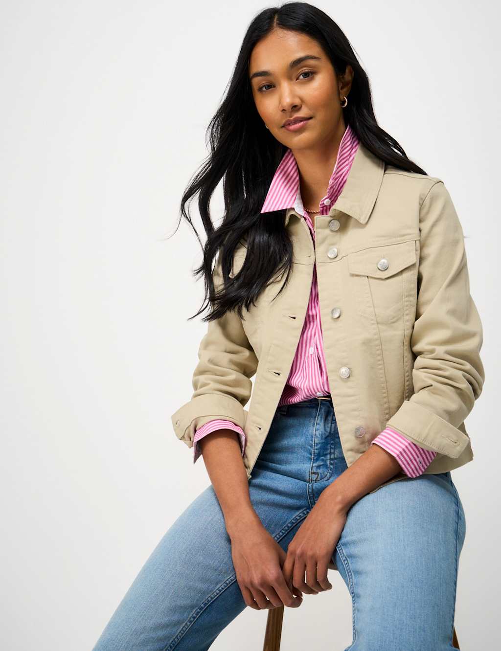 Crew Clothing Women's Cotton Rich Denim Western Jacket - 16 - Beige - Available at M&S