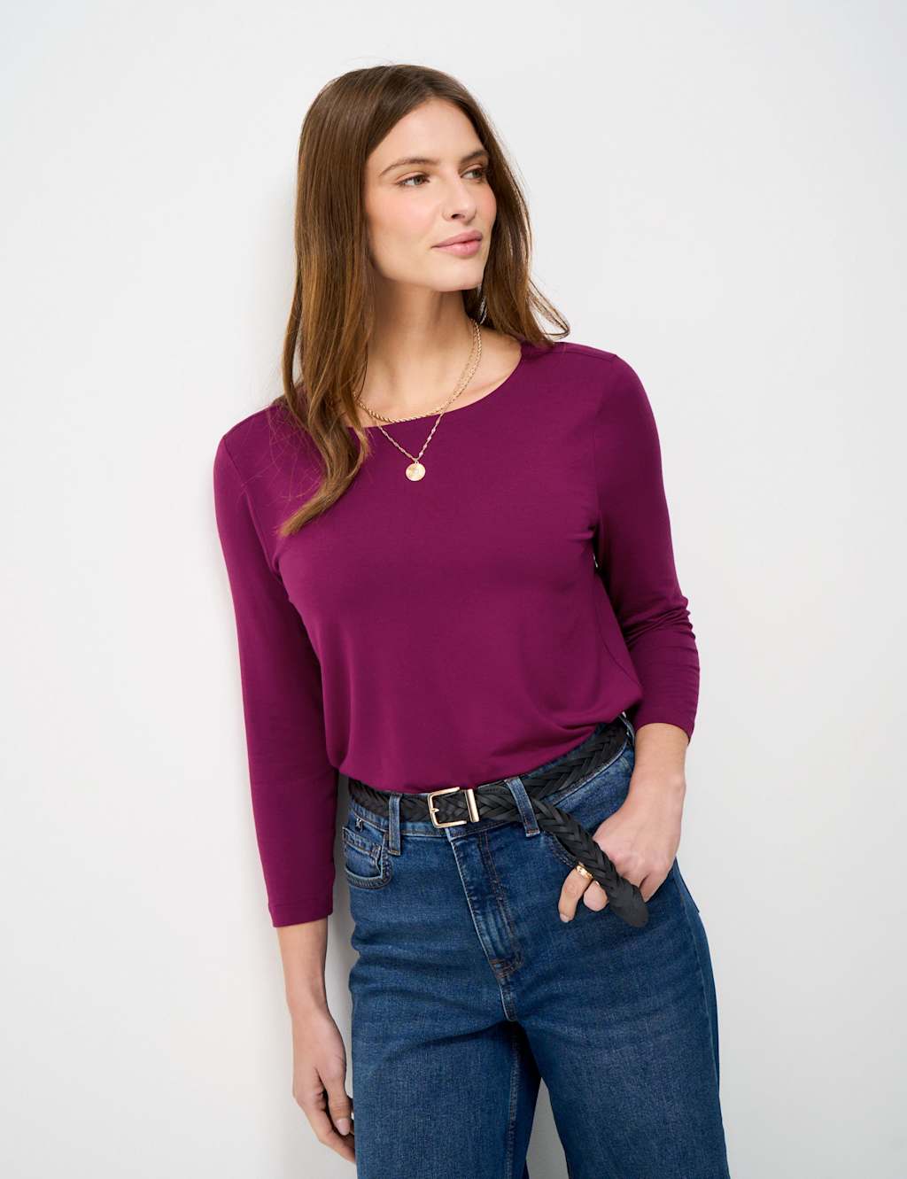 Crew Clothing Women's Modal Rich Boat Neck Top - 10 - Berry - Available at M&S